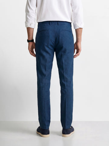 Men's Blue Slim Fit Solid Casual Chinos