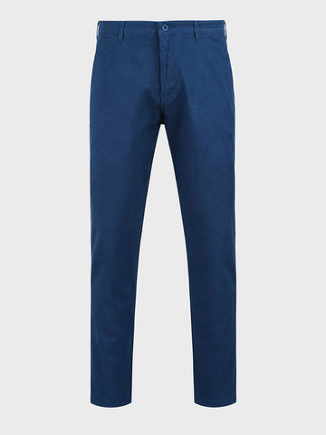 Men's Blue Slim Fit Solid Casual Chinos