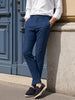 Men's Blue Slim Fit Solid Casual Chinos