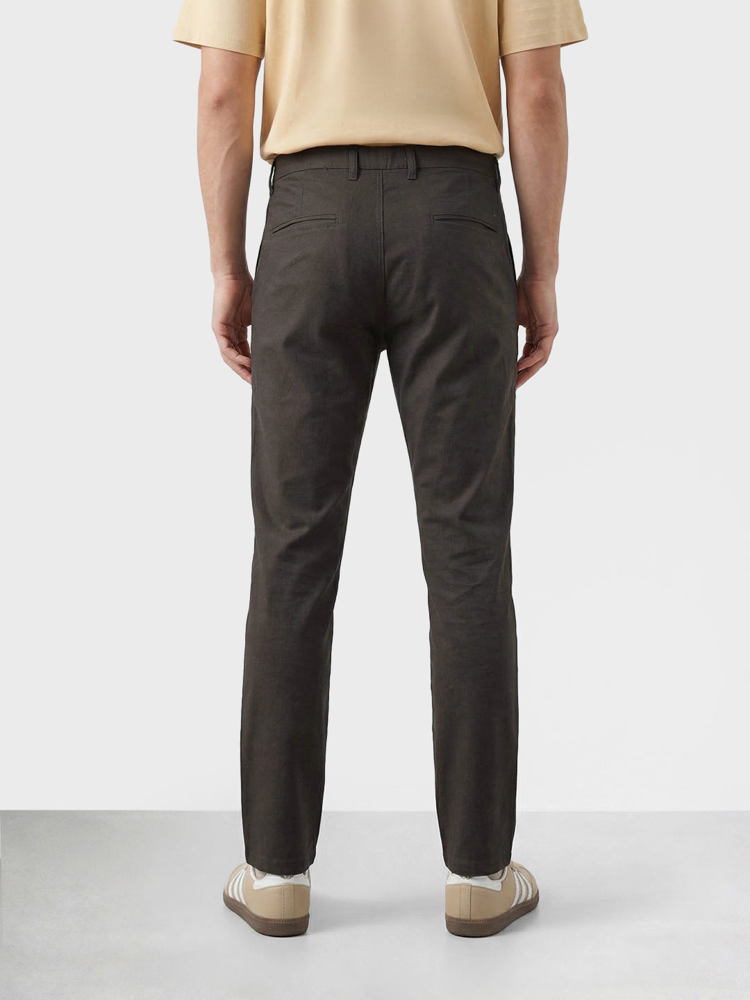 Men's Olive Slim Fit Solid Casual Chinos