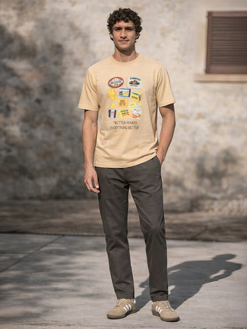 Men's Olive Slim Fit Solid Casual Chinos