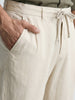 Men's Cream Regular Fit Solid Casual Trousers