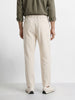 Men's Cream Regular Fit Solid Casual Trousers