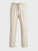 Men's Cream Regular Fit Solid Casual Trousers