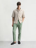 Men's Green Regular Fit Solid Casual Trousers