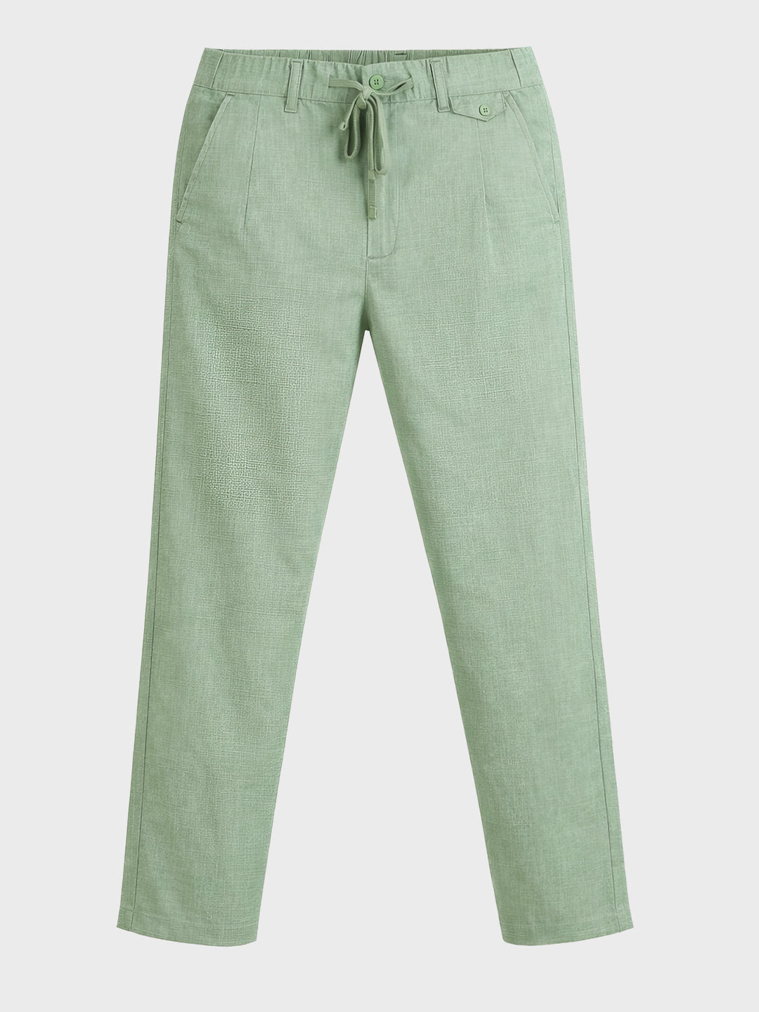 Men's Green Regular Fit Solid Casual Trousers