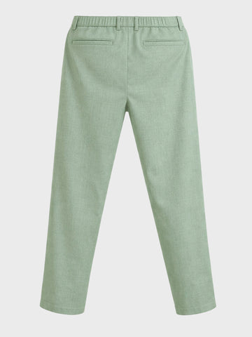 Men's Green Regular Fit Solid Casual Trousers