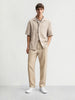 Men's Khaki Regular Fit Solid Casual Trousers