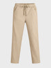 Men's Khaki Regular Fit Solid Casual Trousers