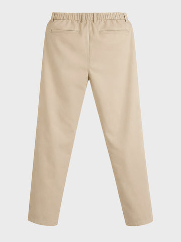 Men's Khaki Regular Fit Solid Casual Trousers
