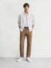 Men's Khaki Regular Fit Solid Casual Trousers