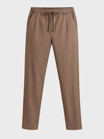 Men's Khaki Regular Fit Solid Casual Trousers