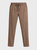 Men's Khaki Regular Fit Solid Casual Trousers