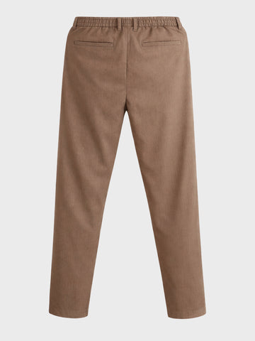 Men's Khaki Regular Fit Solid Casual Trousers