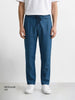 Men's Blue Regular Fit Solid Casual Trousers
