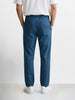 Men's Blue Regular Fit Solid Casual Trousers
