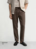 Men's Olive Regular Fit Solid Casual Trousers