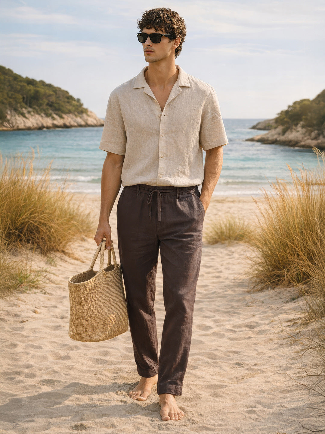 Men's Olive Regular Fit Solid Casual Trousers