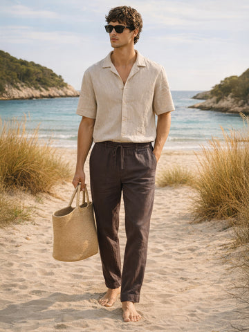 Men's Olive Regular Fit Solid Casual Trousers