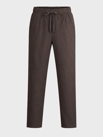 Men's Olive Regular Fit Solid Casual Trousers