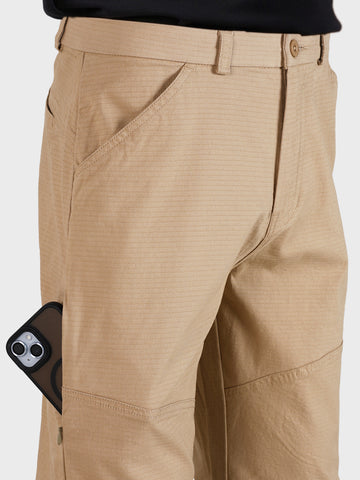 Men's Khaki Relaxed Fit Solid Utility Cargo