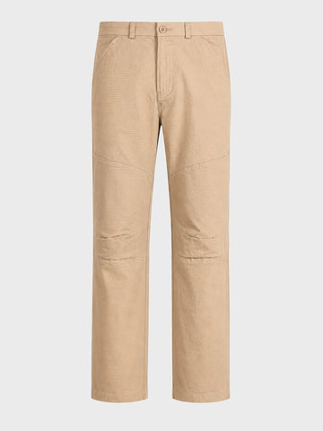 Men's Khaki Relaxed Fit Solid Utility Cargo