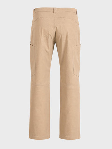 Men's Khaki Relaxed Fit Solid Utility Cargo