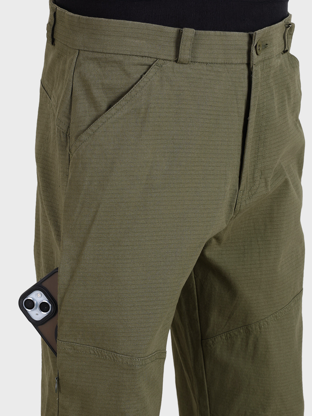 Men's Green Relaxed Fit Solid Utility Cargo