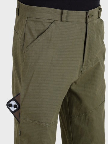 Men's Green Relaxed Fit Solid Utility Cargo