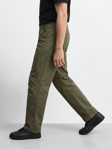 Men's Green Relaxed Fit Solid Utility Cargo