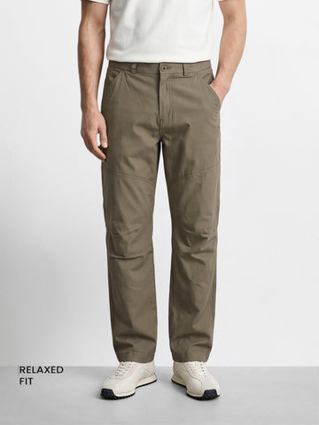 Men's Grey Relaxed Fit Solid Utility Cargo