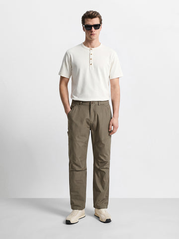 Men's Grey Relaxed Fit Solid Utility Cargo