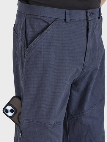 Men's Grey Relaxed Fit Solid Utility Cargo