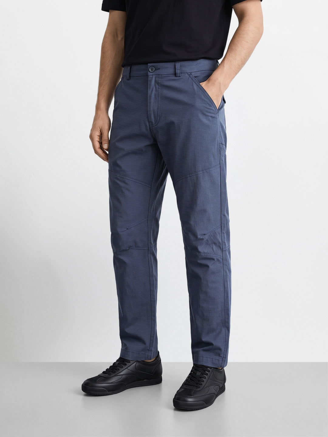 Men's Grey Relaxed Fit Solid Utility Cargo
