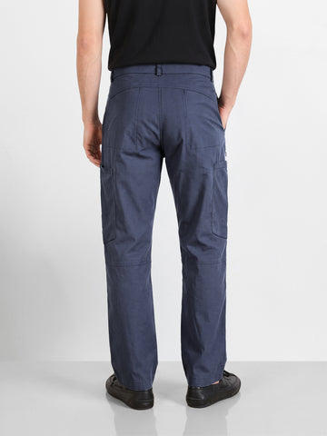 Men's Grey Relaxed Fit Solid Utility Cargo