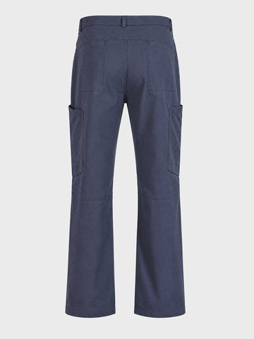 Men's Grey Relaxed Fit Solid Utility Cargo