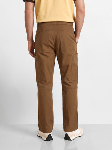 Men's Brown Relaxed Fit Solid Utility Cargo