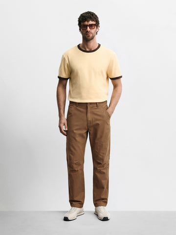 Men's Brown Relaxed Fit Solid Utility Cargo