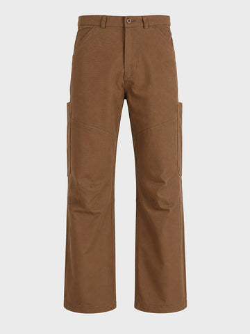 Men's Brown Relaxed Fit Solid Utility Cargo
