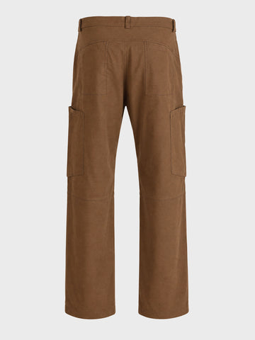 Men's Brown Relaxed Fit Solid Utility Cargo