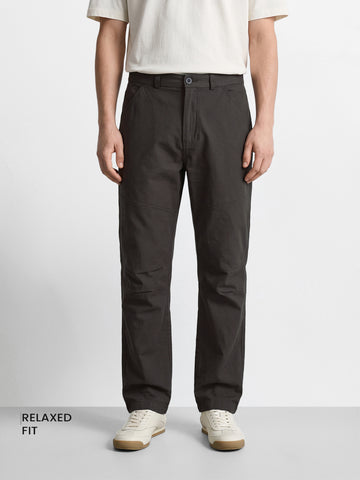 Men's Grey Relaxed Fit Solid Utility Cargo