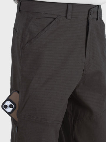 Men's Grey Relaxed Fit Solid Utility Cargo