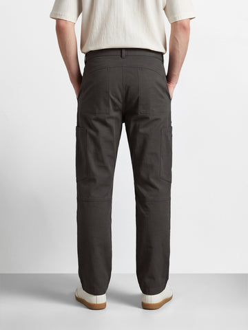 Men's Grey Relaxed Fit Solid Utility Cargo