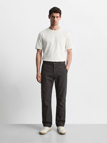 Men's Grey Relaxed Fit Solid Utility Cargo