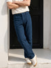 Men's Navy Blue Relaxed Fit Solid Utility Cargo