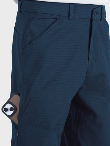 Men's Navy Blue Relaxed Fit Solid Utility Cargo