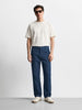 Men's Navy Blue Relaxed Fit Solid Utility Cargo