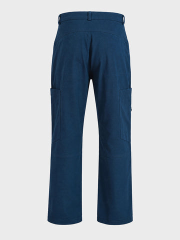 Men's Navy Blue Relaxed Fit Solid Utility Cargo