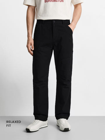 Men's Black Relaxed Fit Solid Utility Cargo