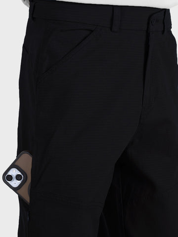 Men's Black Relaxed Fit Solid Utility Cargo